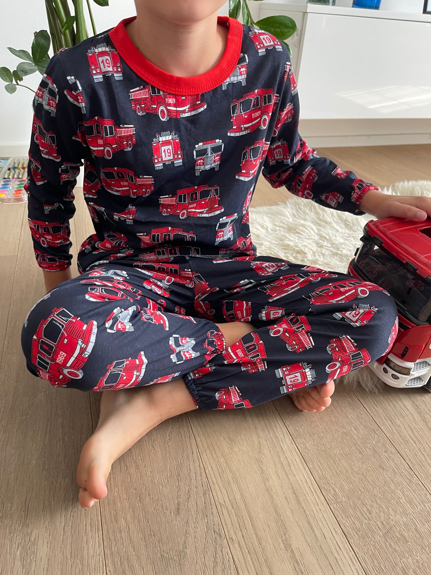 Klučičí dvoudílné dlouhé pyžamo HASIČI