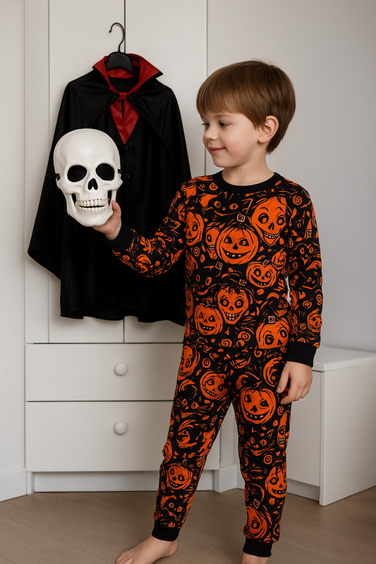 UNISEX dvoudílné dlouhé pyžamo HALLOWEEN