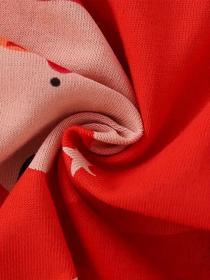 UNISEX dvoudílné dlouhé pyžamo VÁNOCE červené