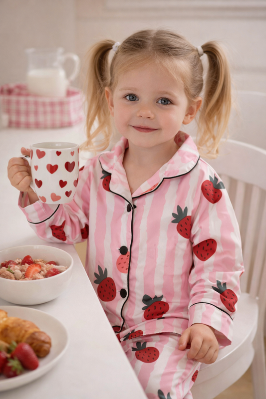Dívčí pyžamo JAHODA satén