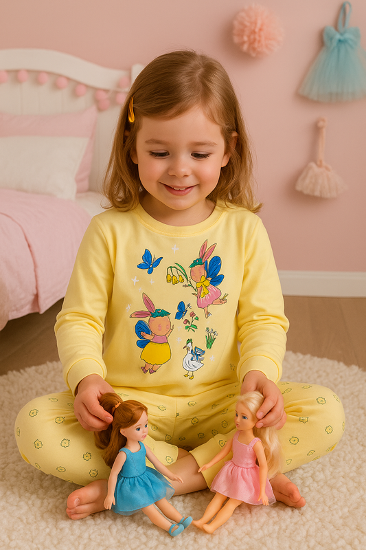 Dívčí pyžamo ZAJÍČKOVÉ žluté