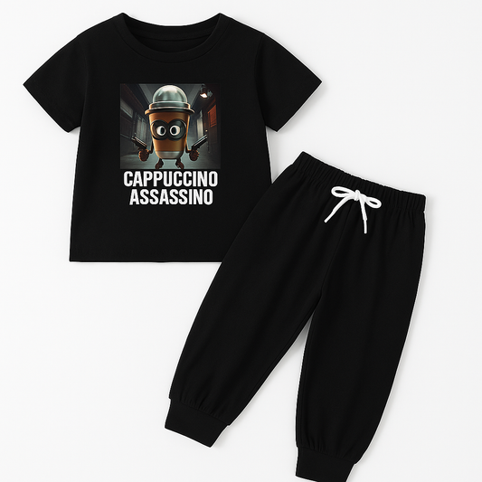 Klučičí dvoudílné pyžamko dlouhé nohavice krátký rukáv CAPPUCCINO ASSASSINO