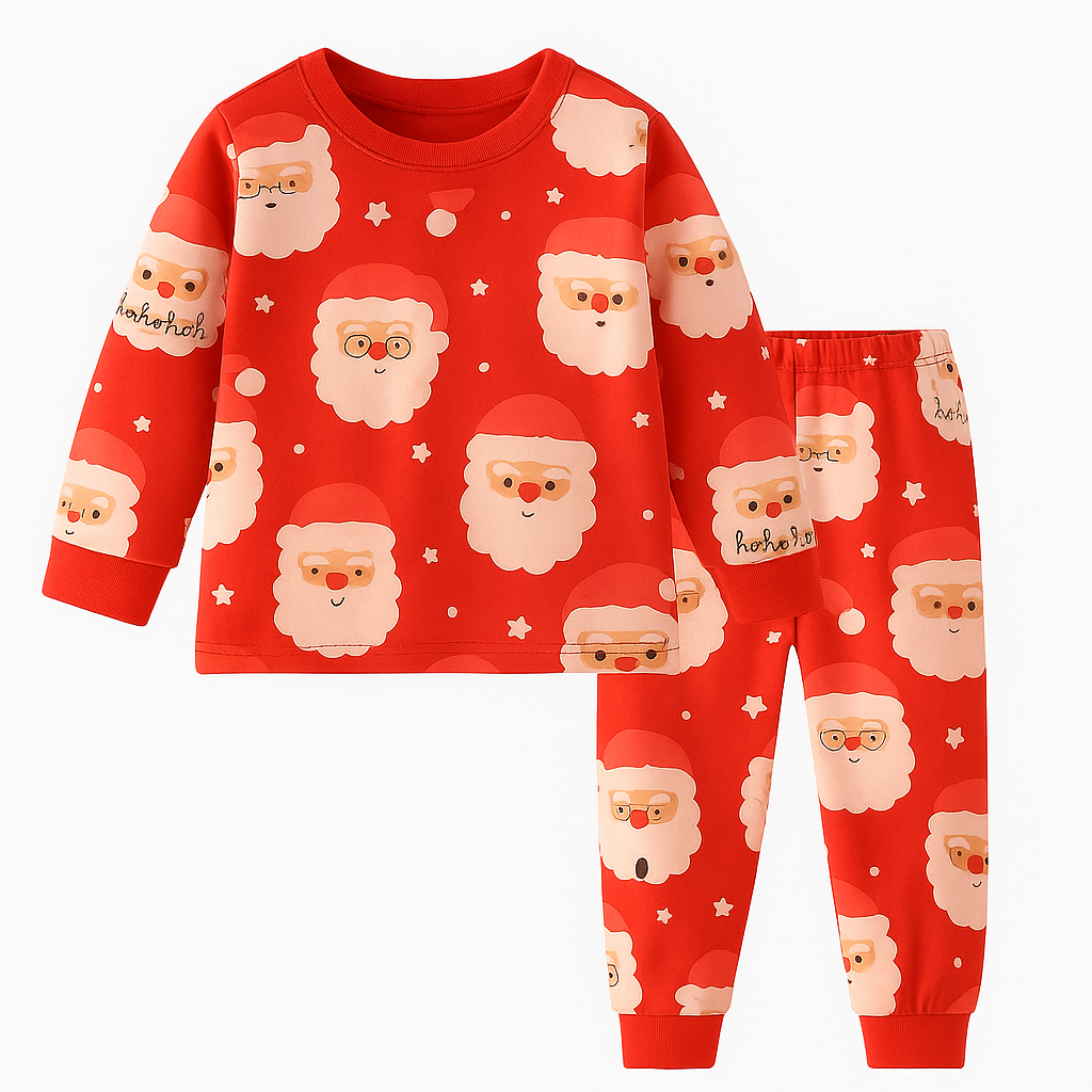 UNISEX dvoudílné dlouhé pyžamo VÁNOCE červené
