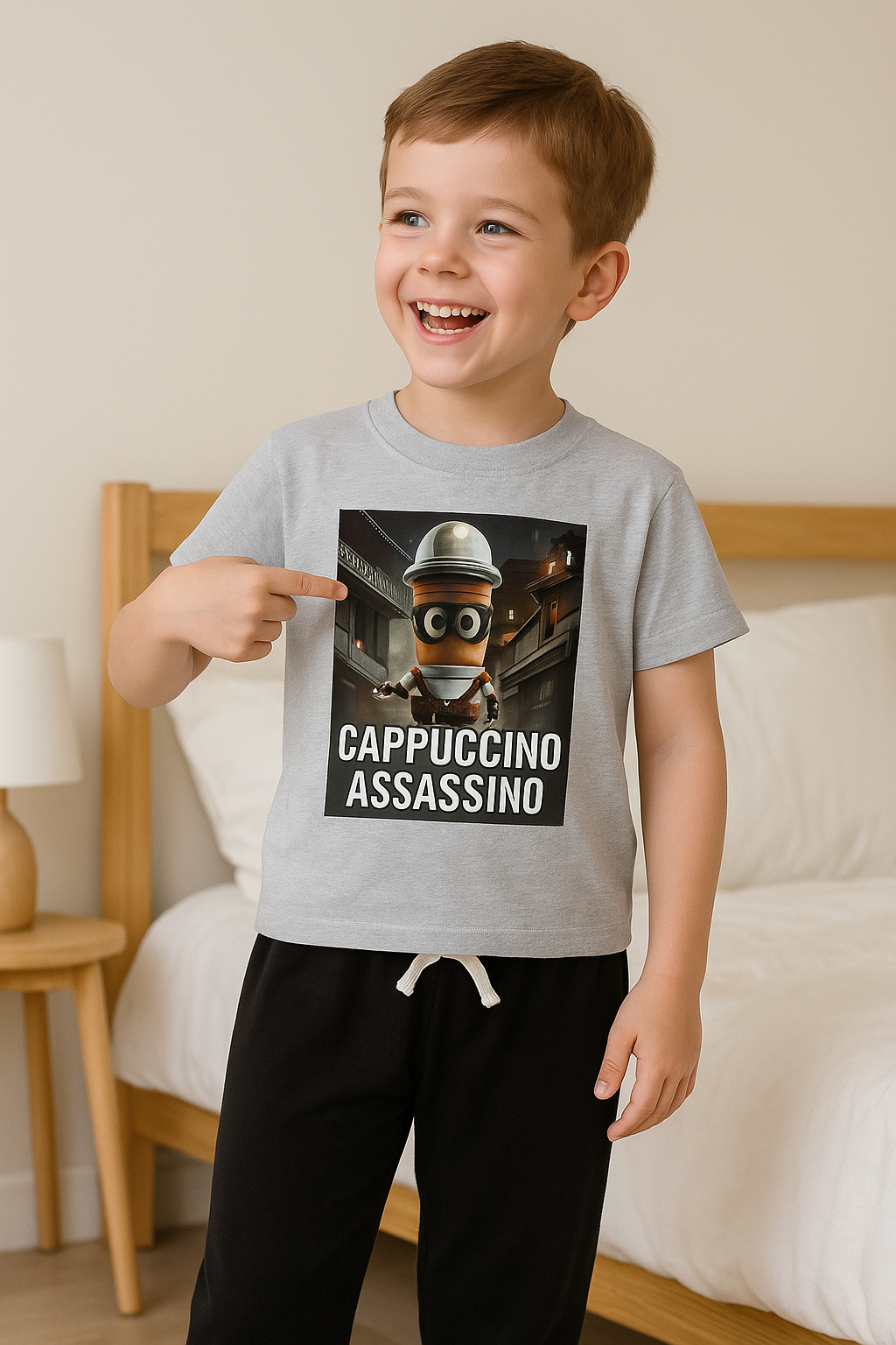 Klučičí dvoudílné pyžamko dlouhé nohavice krátký rukáv CAPPUCCINO ASSASSINO