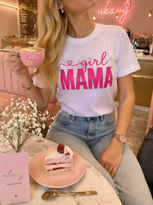Tričko s krátkým rukávem GIRL MAMA bílé