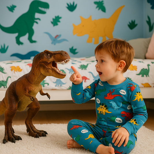 Klučičí dvoudílné dlouhé pyžamo DINO zelené