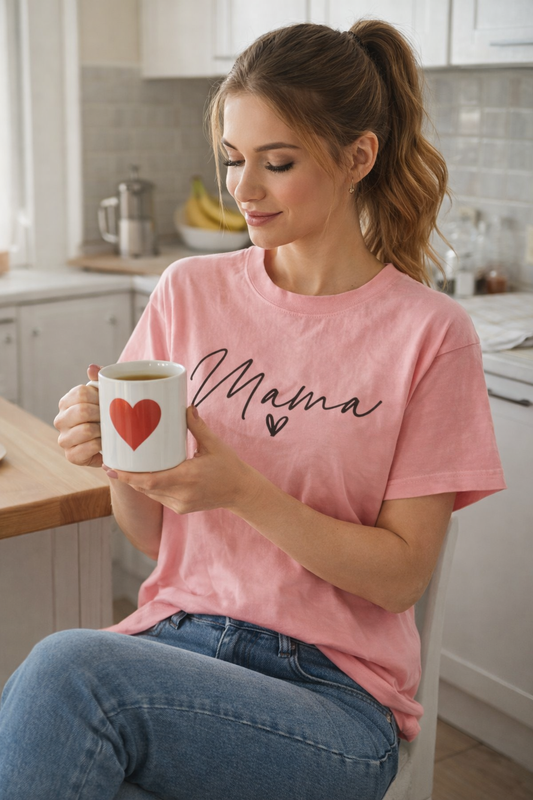 Tričko s krátkým rukávem MAMA Valentýnská edice RŮŽOVÁ