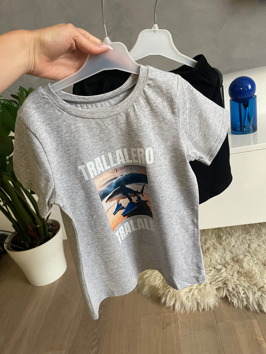 Pyžamo krátký rukáv Tralaléro Tralalà šedé