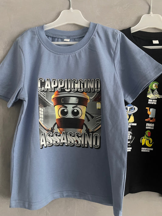 Set 3 dětských triček – Italský BrainRot | Cappuccino Assassino Brainrot figurky Tralalero Trallalá