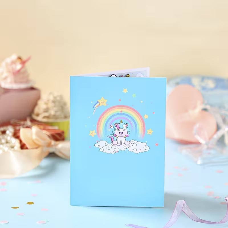 3D vyskakovací přání s jednorožcem a pohyblivými částmi 🦄🌈
