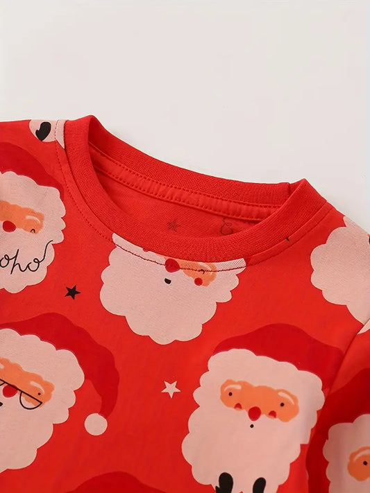 UNISEX dvoudílné dlouhé pyžamo VÁNOCE červené
