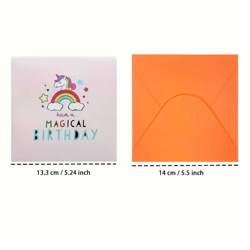 Ručně vyrobené 3D přání k narozeninám s jednorožcem ✨🦄