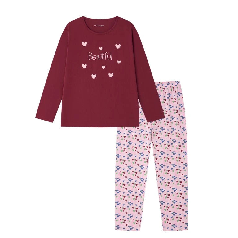 České dámské pyžamo s dlouhým rukávem a SRDÍČKY