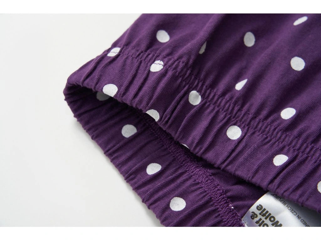 České dámské pyžamo s dlouhým rukávem a puntíky nápis COFFEE TIME