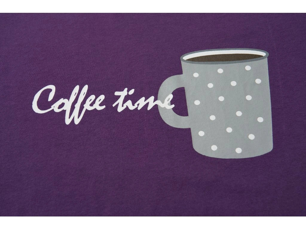 České dámské pyžamo s dlouhým rukávem a puntíky nápis COFFEE TIME