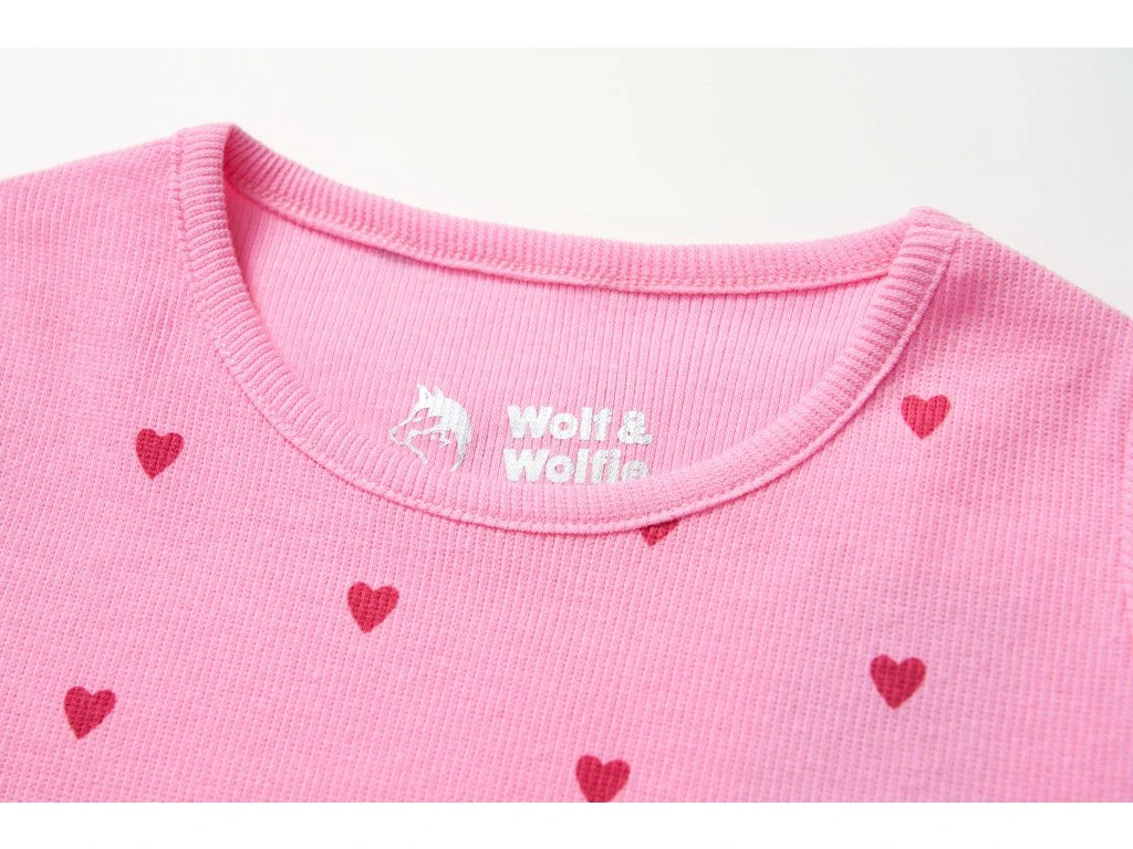 Růžové tričko se srdíčky z jemné bavlny