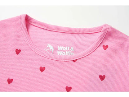 Růžové tričko se srdíčky z jemné bavlny