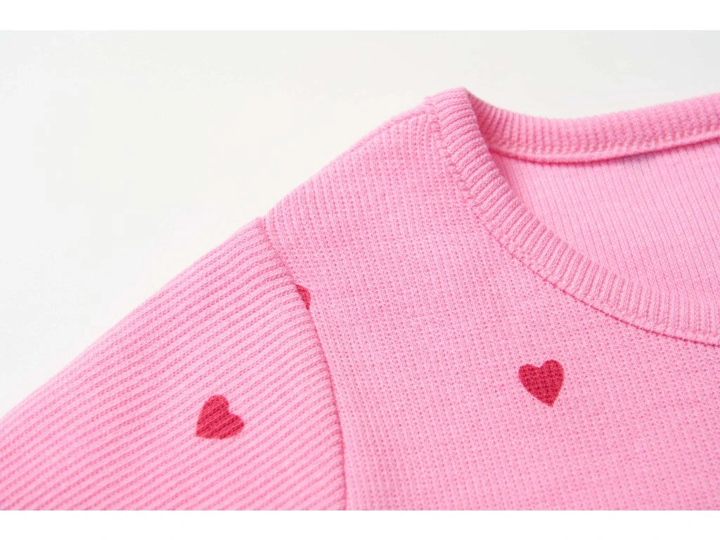 Růžové tričko se srdíčky z jemné bavlny