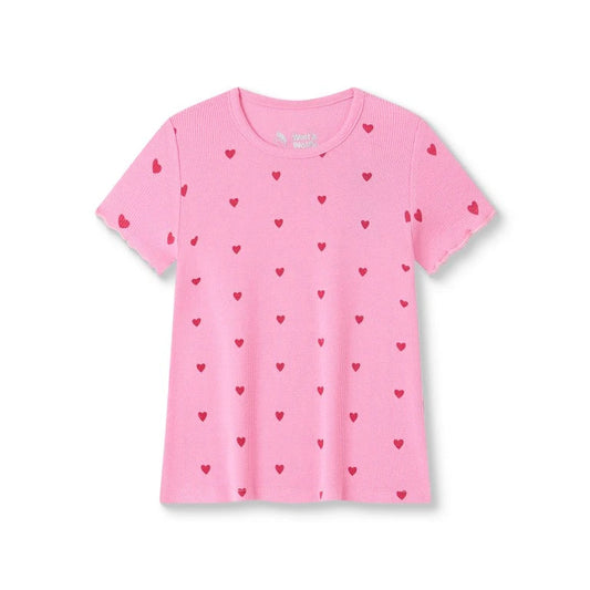 Růžové tričko se srdíčky z jemné bavlny