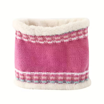 Růžová sada 3 ks –  pletená čepice s kresleným jednorožcem 🦄