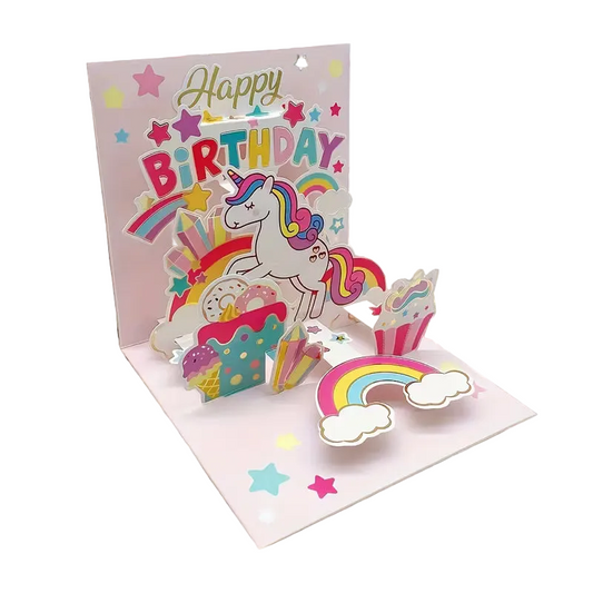 Ručně vyrobené 3D přání k narozeninám s jednorožcem ✨🦄