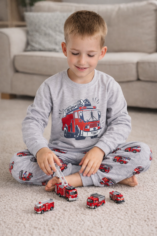 Chlapecké pyžamo HASIČSKÉ AUTO šedé