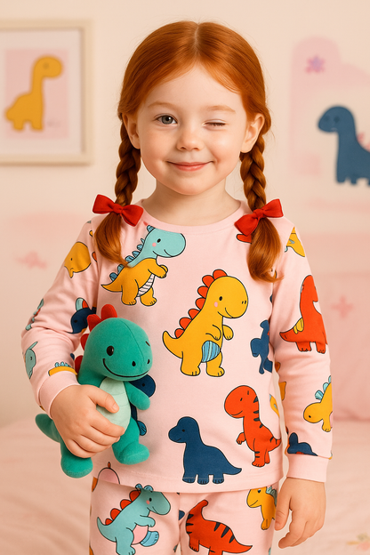 Dívčí pyžamo DINOSAURUS růžové
