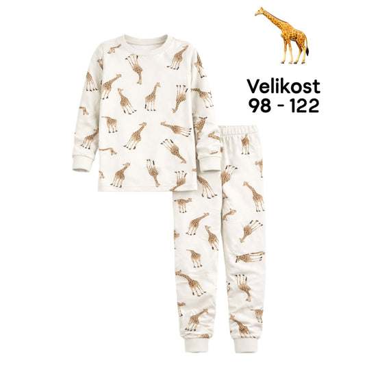 🦒 Dětské pyžamo ŽIRAFA  – světle béžová (98-122)