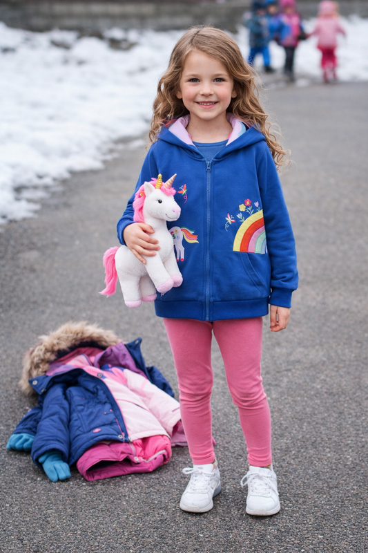 Dívčí mikina s kapucí – jednorožec & duha