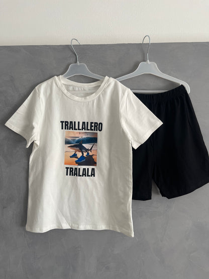 Pyžamo krátký rukáv Tralaléro Tralalá bílé