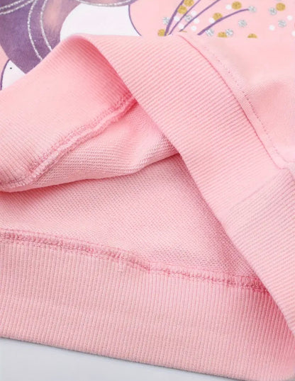 Dívčí bavlněná mikina s jednorožcem – růžová