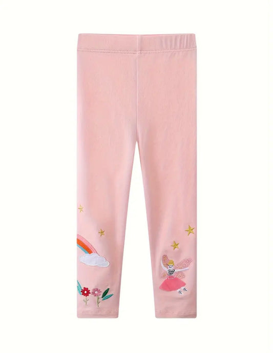 Dívčí legíny – duha & víla (růžové)