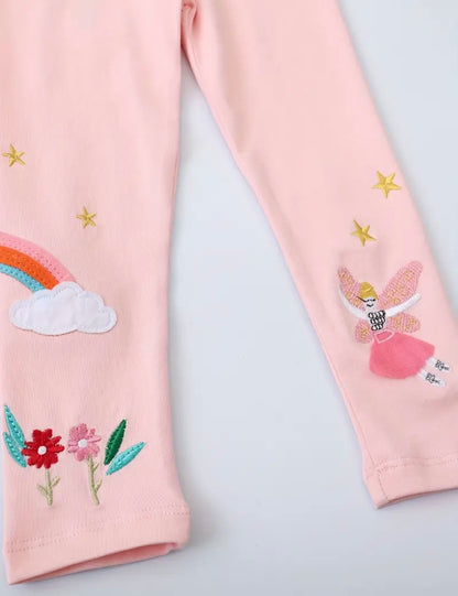 Dívčí legíny – duha & víla (růžové)