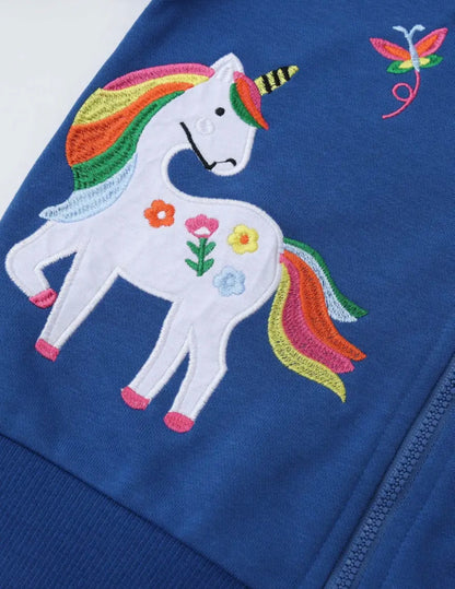 Dívčí mikina s kapucí – jednorožec & duha