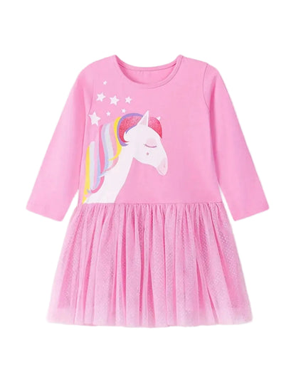 Dívčí šaty s jednorožcem růžové