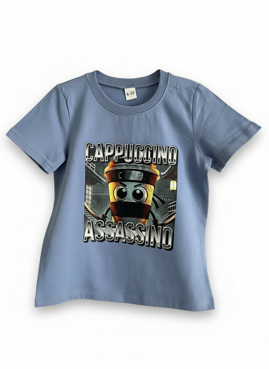 Dětské tričko s krátkým rukávem CAPPUCCINO ASSASSINO modré
