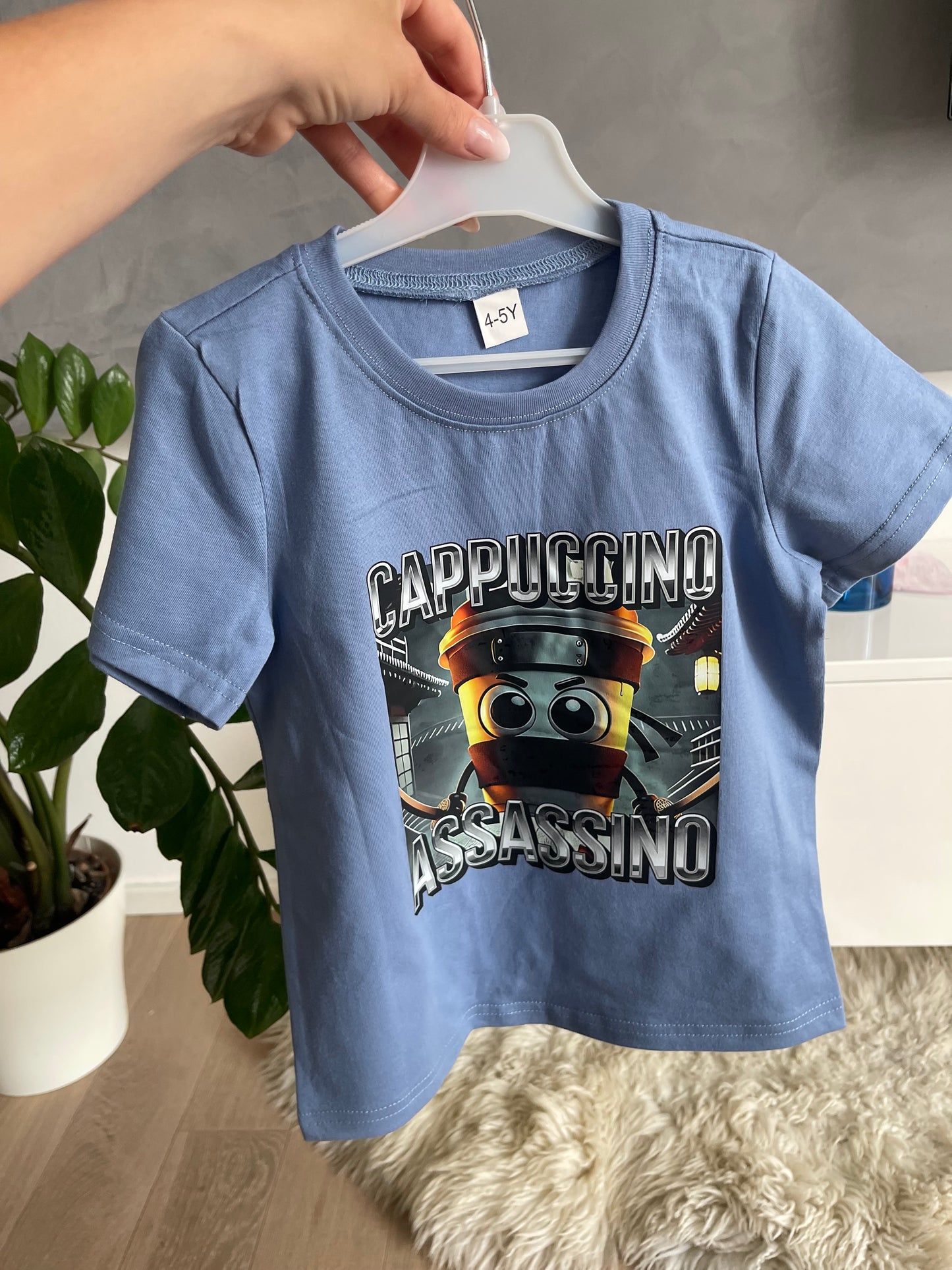 Dětské tričko s krátkým rukávem CAPPUCCINO ASSASSINO modré