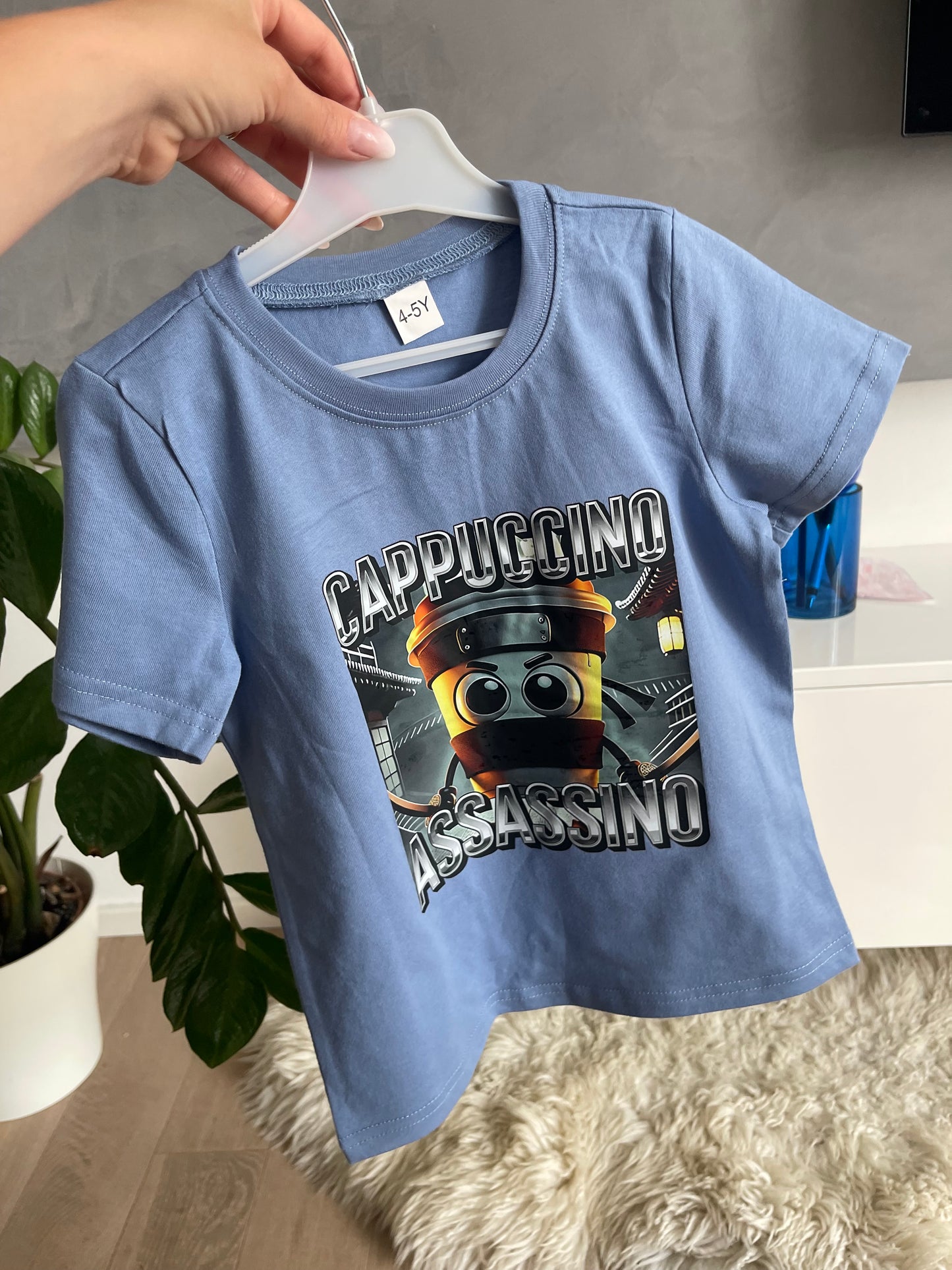 Dětské tričko s krátkým rukávem CAPPUCCINO ASSASSINO modré