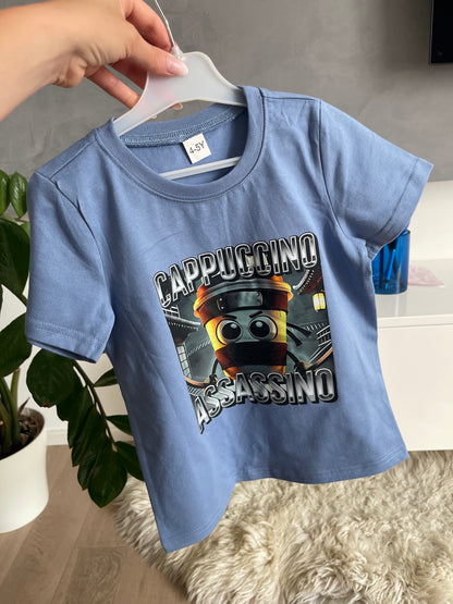 Dětské tričko s krátkým rukávem CAPPUCCINO ASSASSINO modré