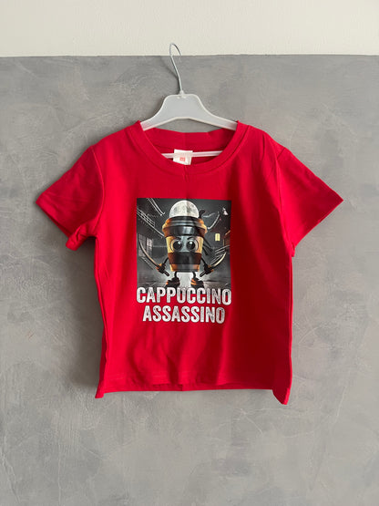 Dětské červené tričko s krátkým rukávem Cappuccino Assassino