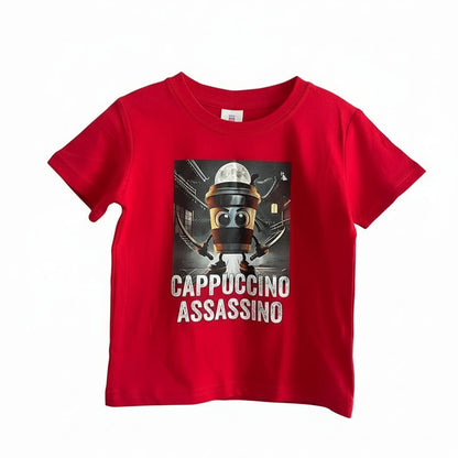 Dětské červené tričko s krátkým rukávem Cappuccino Assassino