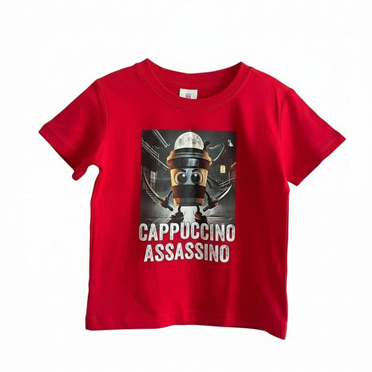 Dětské červené tričko s krátkým rukávem Cappuccino Assassino