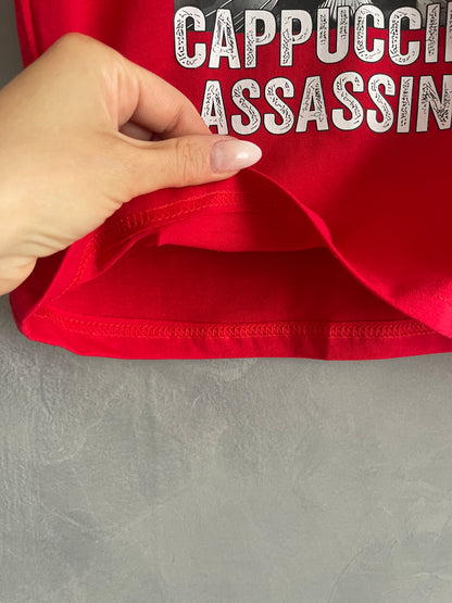 Dětské červené tričko s krátkým rukávem Cappuccino Assassino