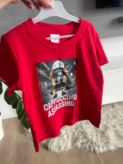 Dětské červené tričko s krátkým rukávem Cappuccino Assassino