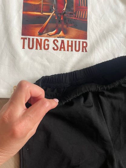 Pyžamo krátký rukáv Tung Tung Sahur bílé