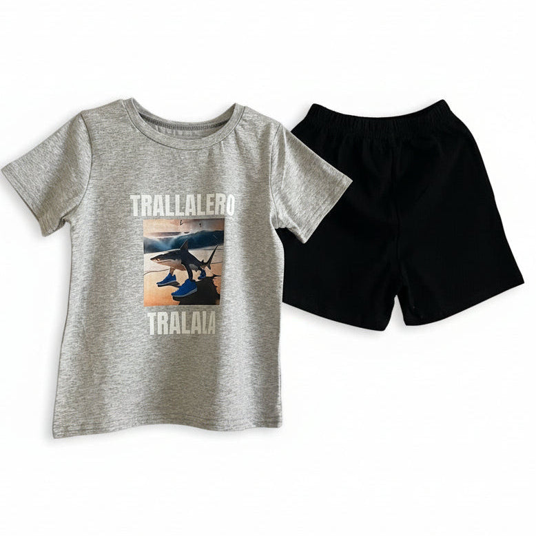 Pyžamo krátký rukáv  Tralaléro Tralalà šedé