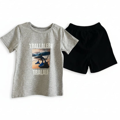 Pyžamo krátký rukáv  Tralaléro Tralalà šedé