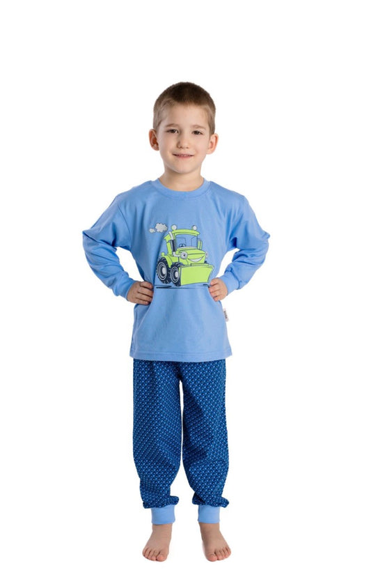 🚜 Dětské pyžamko Stavební stroje — česká výroba 🇨🇿