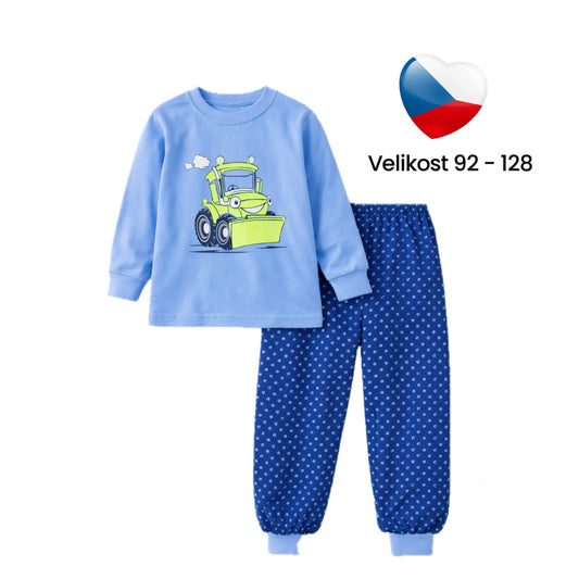 🚜 Dětské pyžamko Stavební stroje — česká výroba 🇨🇿