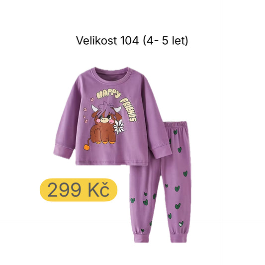 Dívčí pyžamo KRAVIČKA fialové (4 roky)